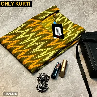 Stylish Yellow Crepe A-Line Printed Stitched Kurti For Women