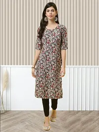 Trendy Grey Printed Crepe Straight Kurta For Women-thumb1