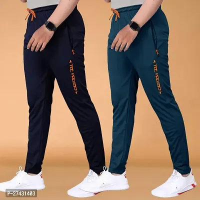 Elegant Multicoloured Cotton Regular Track Pants For Men Pack Of 2-thumb0