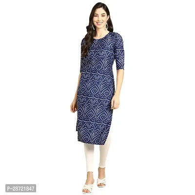 Stylish Blue Crepe Printed Kurta For Women-thumb0