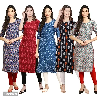 Stylish Multicoloured Crepe Kurta For Women Pack Of 5