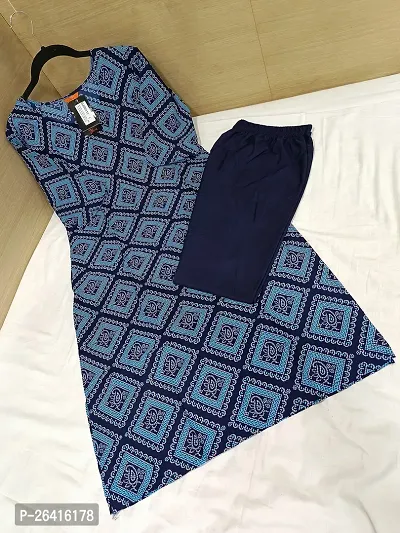 Stylish Crepe Blue Printed A-Line Kurta Bottom Set For Women