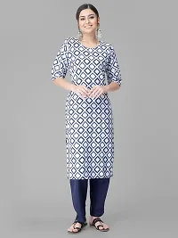 Stylish Crepe Blue Printed A-Line Kurta Bottom Set For Women-thumb1