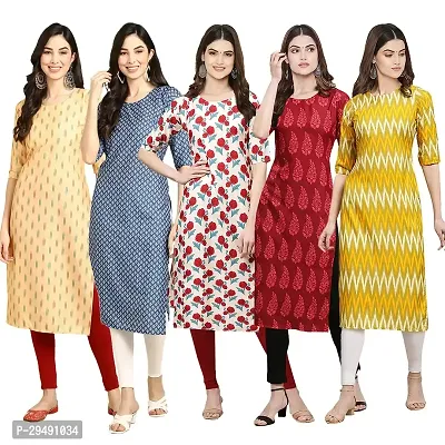 Stylish Multicoloured Crepe Kurta For Women Pack Of 5-thumb0