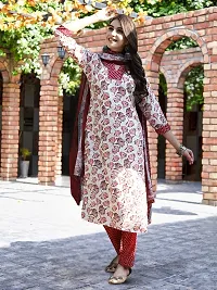 Fancy Cotton Blend Kurta Bottom And Dupatta Set For Women-thumb2