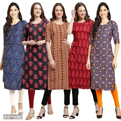 Stylish Multicoloured Crepe Kurta For Women Pack Of 5