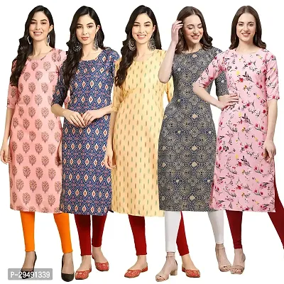 Stylish Multicoloured Crepe Kurta For Women Pack Of 5