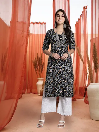 Fancy Crepe Printed A-Line Kurti