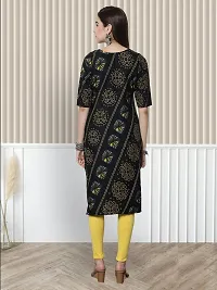 Stylish A-Line Black Printed Crepe Kurta For Women-thumb1