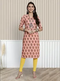 Trendy Pink Printed Crepe Straight Kurta For Women-thumb1