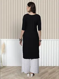 Stylish A-Line Black Printed Crepe Kurta For Women-thumb1