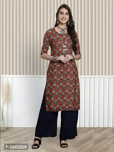 Stylish A-Line Red Printed Crepe Kurta For Women-thumb0