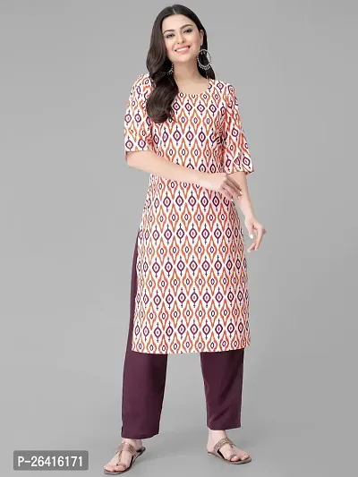 Stylish Crepe Orange Printed A-Line Kurta Bottom Set For Women-thumb2