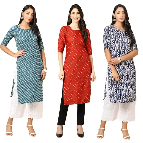 Stylish Crepe Printed Kurti - Pack of 3