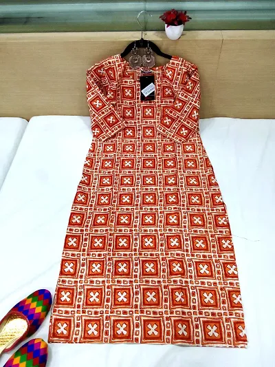 Stylish Crepe Printed Straight Kurtis