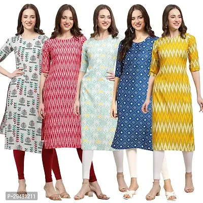Stylish Multicoloured Crepe Kurta For Women Pack Of 5