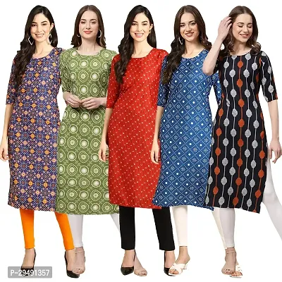 Stylish Multicoloured Crepe Kurta For Women Pack Of 5