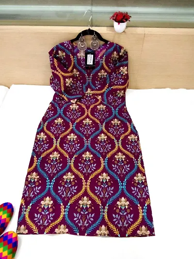 Stylish Crepe Printed Straight Kurtis