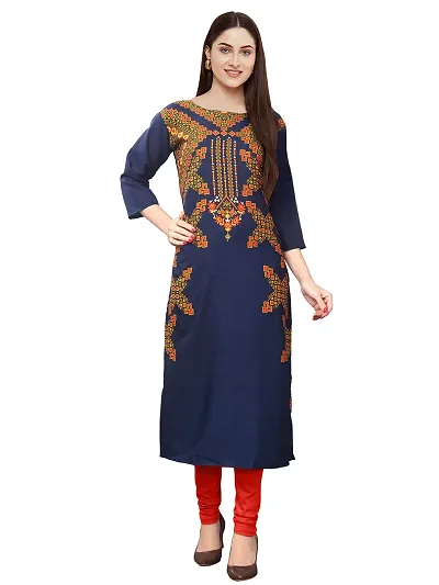 Stylish Crepe Printed Straight Kurtis