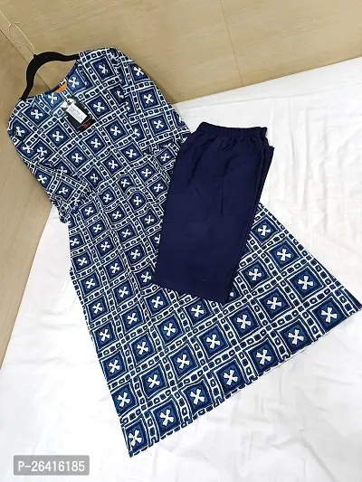 Stylish Crepe Blue Printed A-Line Kurta Bottom Set For Women