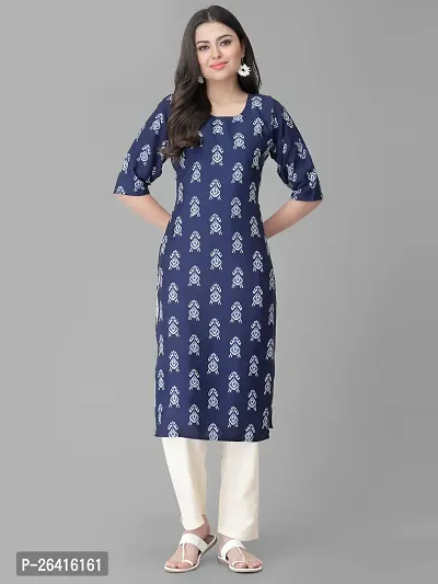 Stylish Crepe Blue Printed A-Line Kurta Bottom Set For Women-thumb2