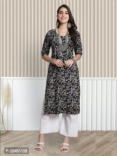 Stylish Multicoloured Crepe Printed A-Line Kurta For Women Combo Of 3-thumb3