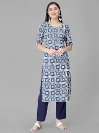 Stylish Blue Crepe Printed A-Line Kurta Bottom Set-thumb1