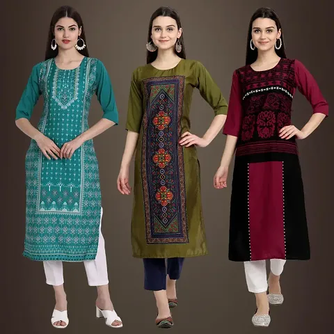 Stylish Fancy Crepe Kurtis Pack Of 3