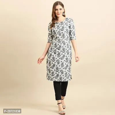 Stylish Grey Crepe Printed Kurta For Women