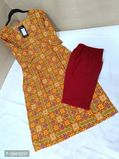 Stylish Crepe Orange Printed A-Line Kurta Bottom Set For Women