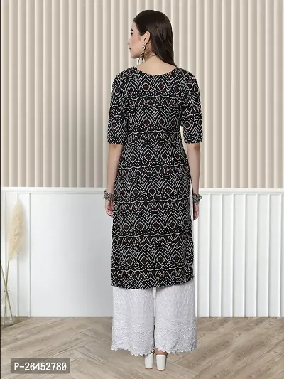 Stylish A-Line Black Printed Crepe Kurta For Women-thumb2