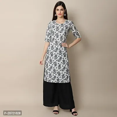 Stylish Grey Crepe Printed Kurta For Women