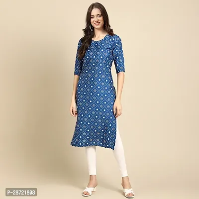 Stylish Blue Crepe Printed Kurta For Women