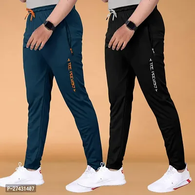 Elegant Multicoloured Cotton Regular Track Pants For Men Pack Of 2