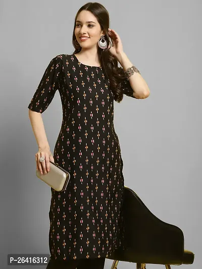 Stylish Crepe Black Printed A-Line Kurta Bottom Set For Women-thumb4