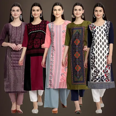 Stylish Fancy Crepe Kurtis - Pack Of 5