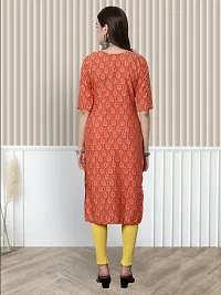 Stylish A-Line Orange Printed Crepe Kurta For Women-thumb1