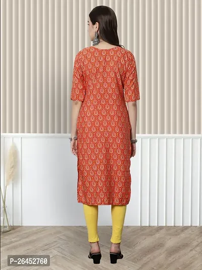 Stylish A-Line Orange Printed Crepe Kurta For Women-thumb2