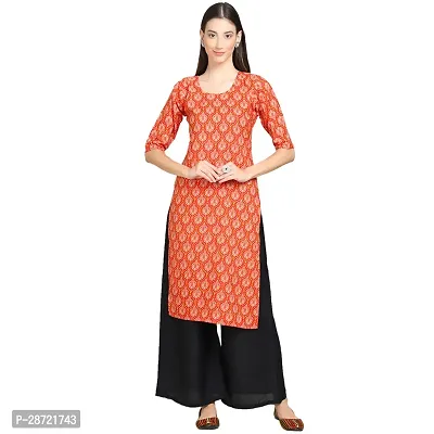 Stylish Orange Crepe Embroidered Kurta For Women