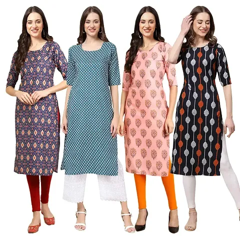 Trendy Combo Of 4 Crepe Printed Kurti