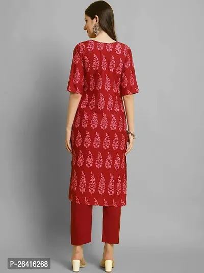 Stylish Crepe Red Printed A-Line Kurta Bottom Set For Women-thumb3