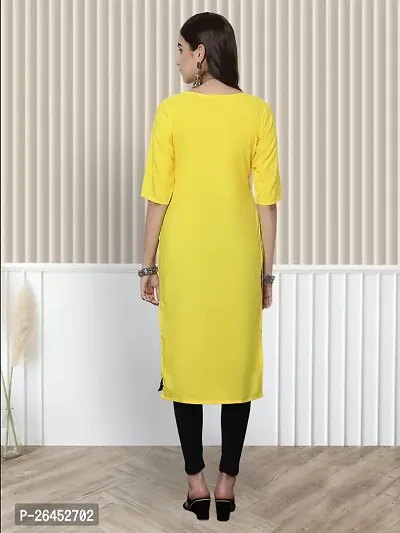 Stylish A-Line Yellow Printed Crepe Kurta For Women-thumb2