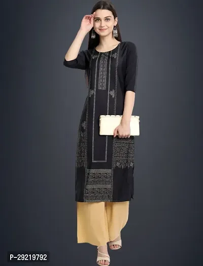 Stylish Black Crepe Printed Kurta For Women