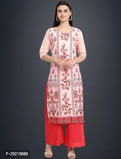 Stylish Pink Crepe Printed Kurta For Women-thumb0