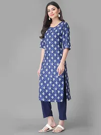 Stylish Blue Crepe Printed A-Line Kurta Bottom Set-thumb2