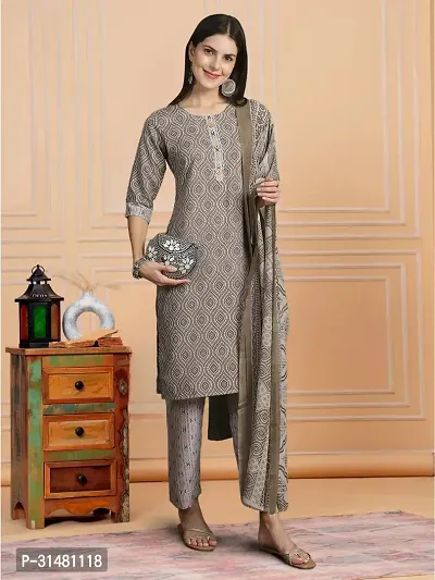 Fancy Cotton Blend Kurta Bottom And Dupatta Set For Women-thumb4