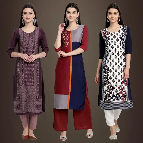 Fancy Crepe Kurtis for Women Pack Of 3