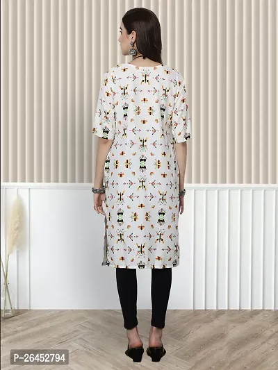 Stylish A-Line White Printed Crepe Kurta For Women-thumb2