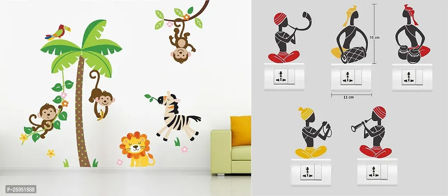 Designer Multicoloured Vinyl Wall Stickers Pack Of 2