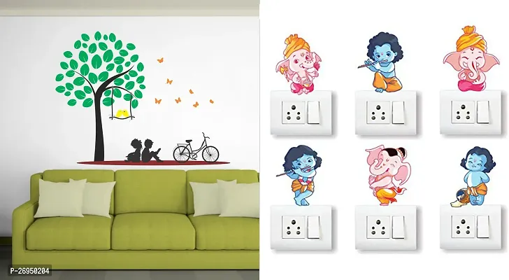 Designer Multicoloured Vinyl Wall Stickers Pack Of 2-thumb0